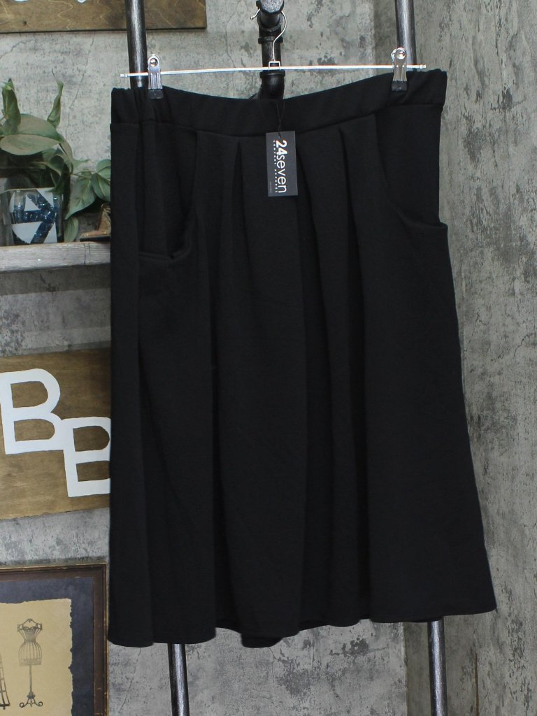Black 24seven Comfort Apparel Plus Classic Knee Length Skirt 2x Sz Classic